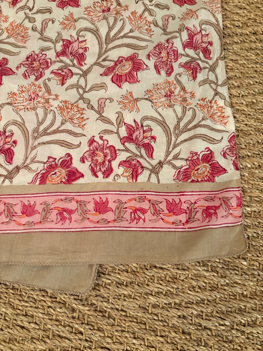 Anokhi Indian print floral cotton scarf - Picture 3 of 4